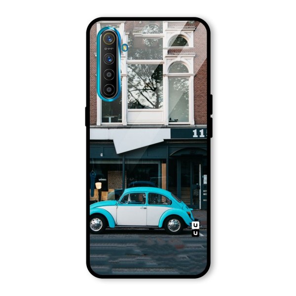 Mini Blue Car Glass Back Case for Realme XT