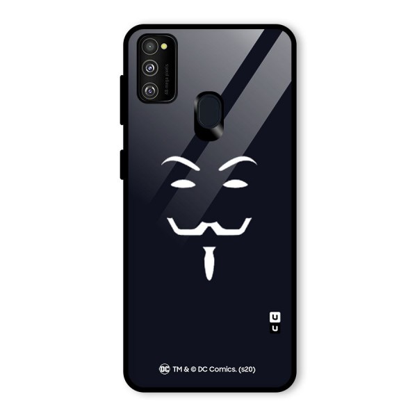 Minimal Anonymous Mask Glass Back Case for Galaxy M21