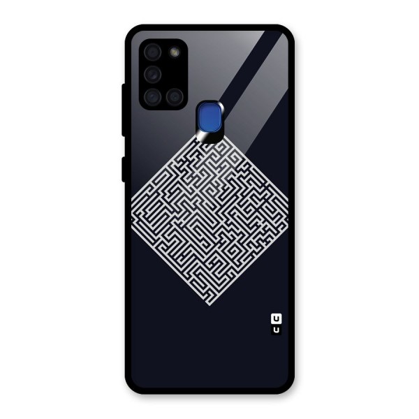 Minimal Maze Pattern Glass Back Case for Galaxy A21s