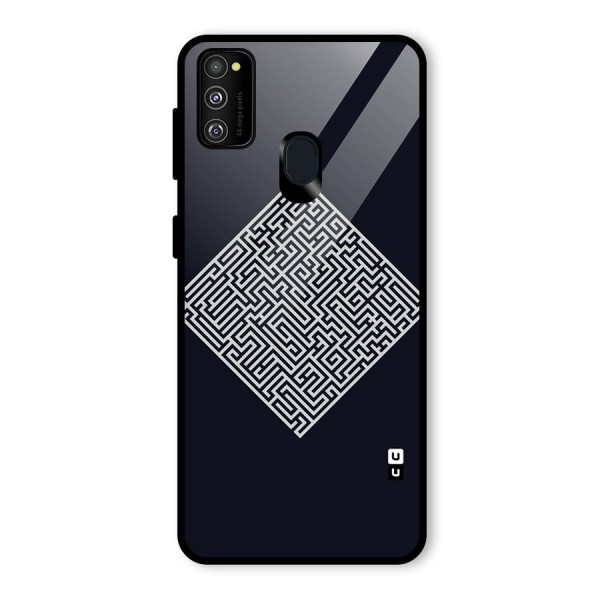 Minimal Maze Pattern Glass Back Case for Galaxy M21