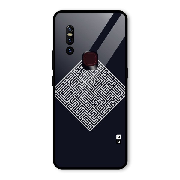 Minimal Maze Pattern Glass Back Case for Vivo V15