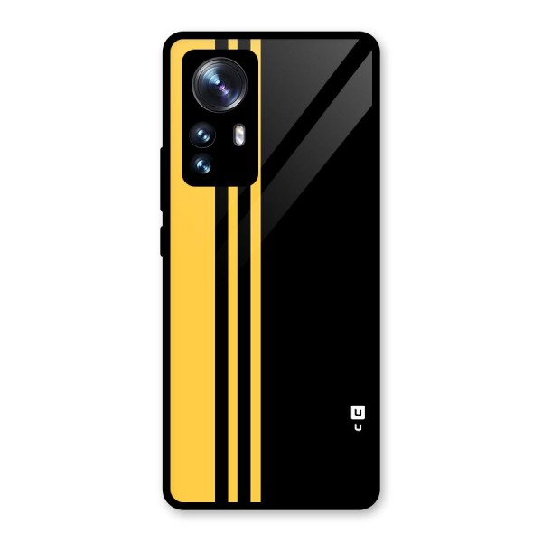 Minimal Yellow and Black Design Glass Back Case for Xiaomi 12 Pro