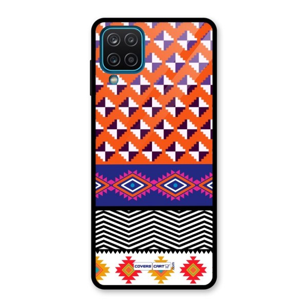 Mixed Pattern Aztec Glass Back Case for Galaxy A12