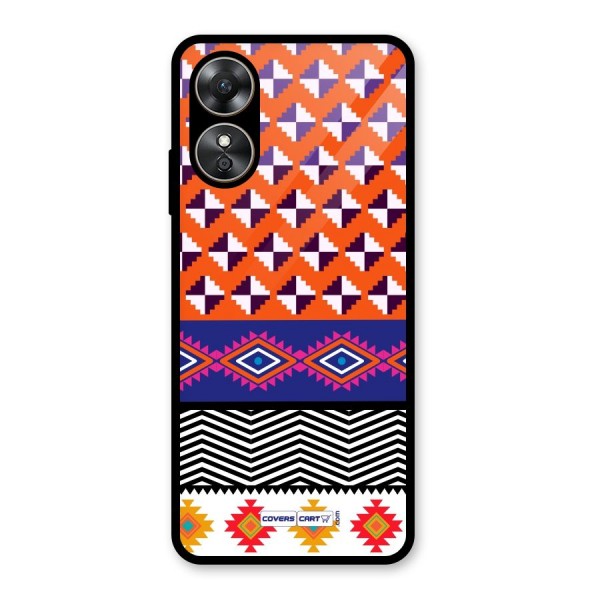 Mixed Pattern Aztec Glass Back Case for Oppo A17