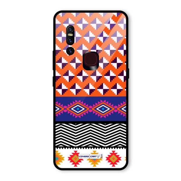 Mixed Pattern Aztec Glass Back Case for Vivo V15