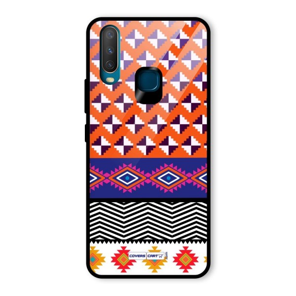 Mixed Pattern Aztec Glass Back Case for Vivo Y12