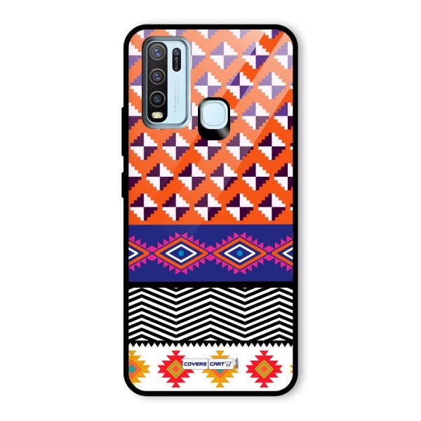 Mixed Pattern Aztec Glass Back Case for Vivo Y30