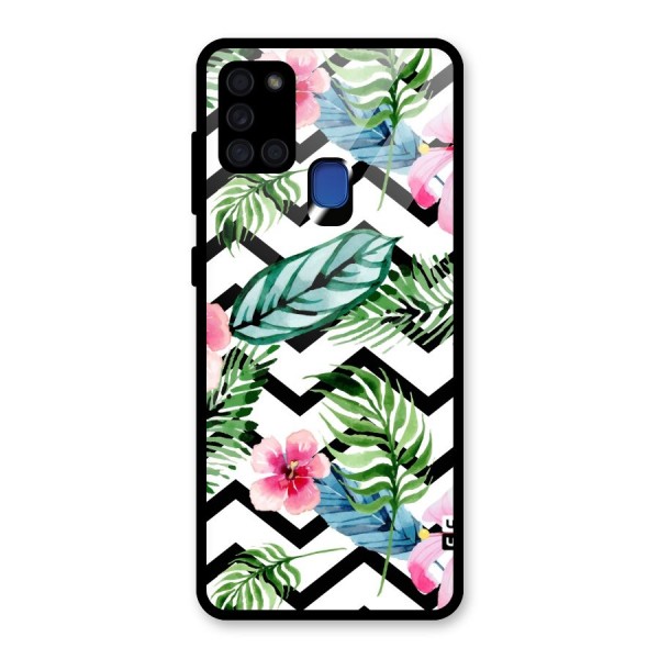 Modern Flowers Glass Back Case for Galaxy A21s