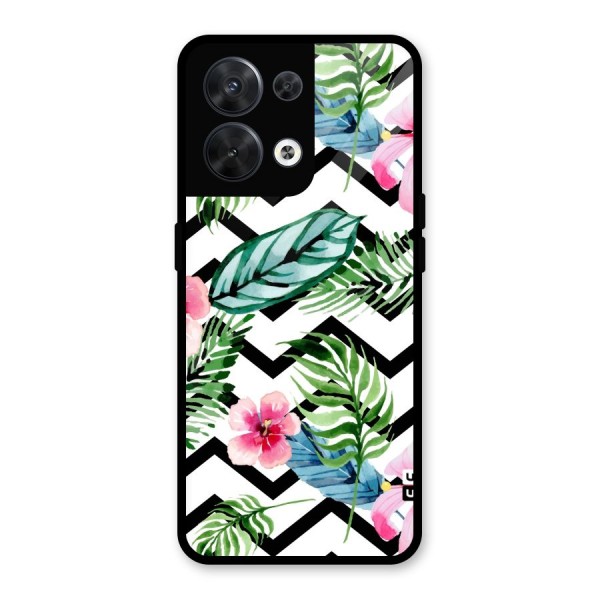 Modern Flowers Glass Back Case for Oppo Reno8 5G