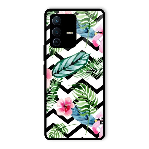 Modern Flowers Glass Back Case for Vivo V23 Pro