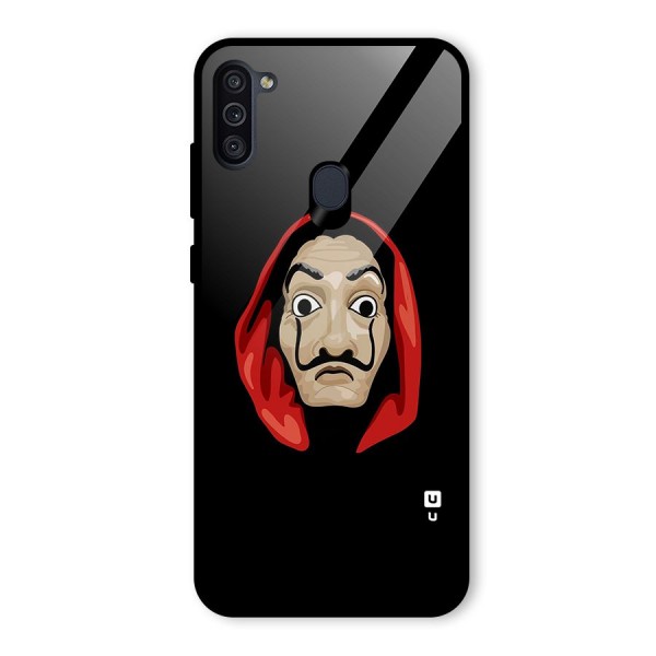 Money Heist Mask Glass Back Case for Galaxy M11