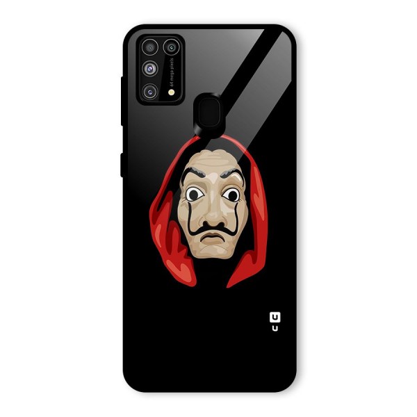 Money Heist Mask Glass Back Case for Galaxy M31