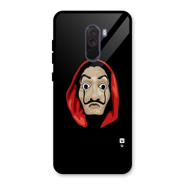 Money Heist Mask Glass Back Case for Poco F1