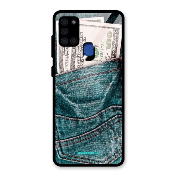 Money in Jeans Glass Back Case for Galaxy A21s