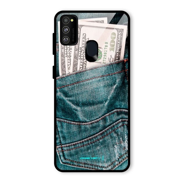 Money in Jeans Glass Back Case for Galaxy M21