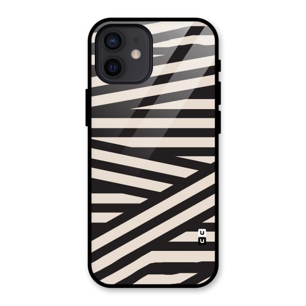 Monochrome Lines Glass Back Case for iPhone 12