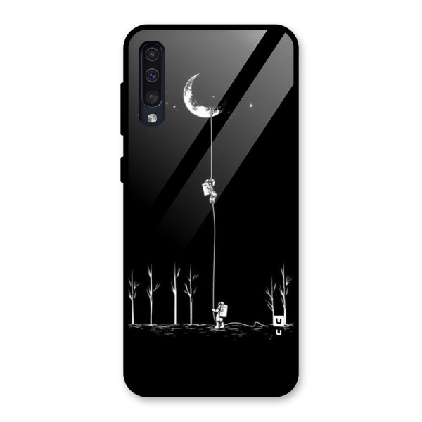 Moon Man Glass Back Case for Galaxy A30s