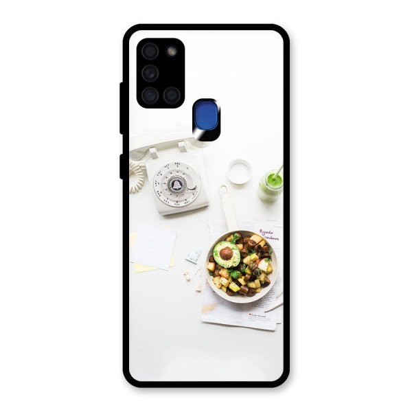 Morning Breakfast Glass Back Case for Galaxy A21s