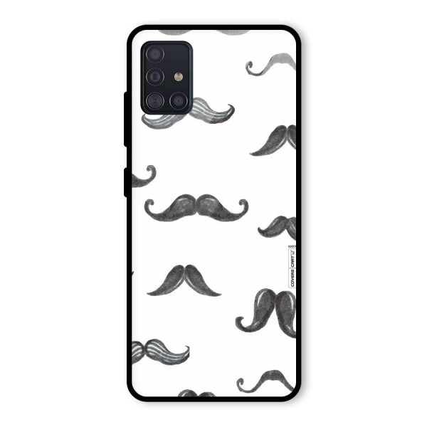 Moustache Pattern (Black) Glass Back Case for Galaxy A51