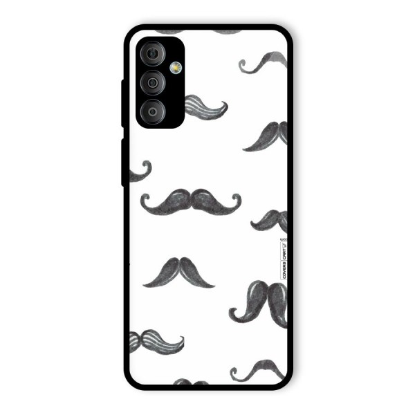 Moustache Pattern (Black) Glass Back Case for Galaxy F23