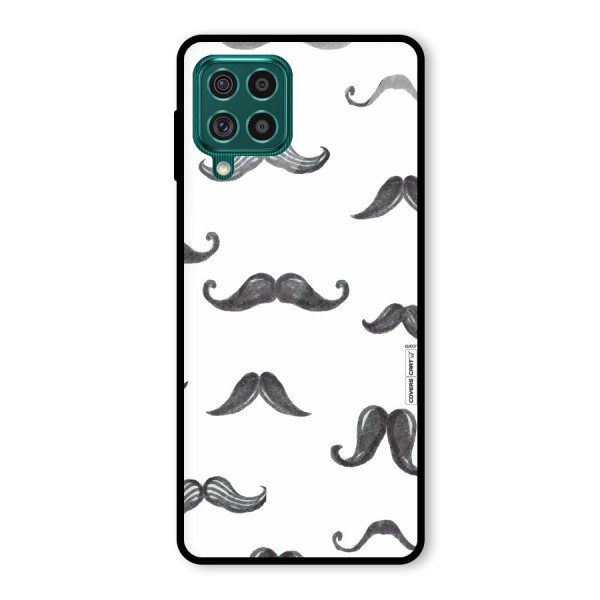 Moustache Pattern (Black) Glass Back Case for Galaxy F62