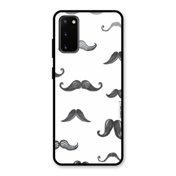 Moustache Pattern (Black) Glass Back Case for Galaxy S20