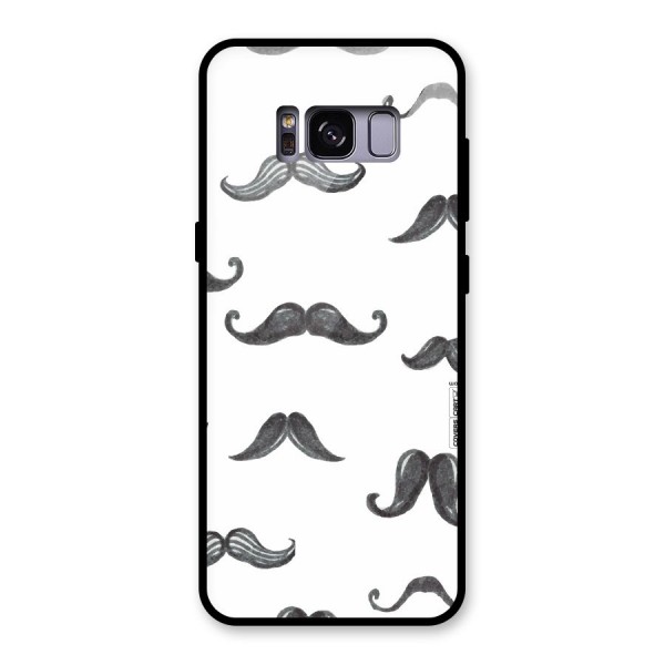 Moustache Pattern (Black) Glass Back Case for Galaxy S8