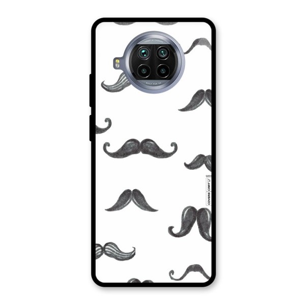 Moustache Pattern (Black) Glass Back Case for Mi 10i