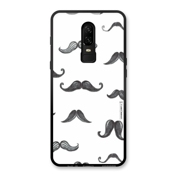 Moustache Pattern (Black) Glass Back Case for OnePlus 6