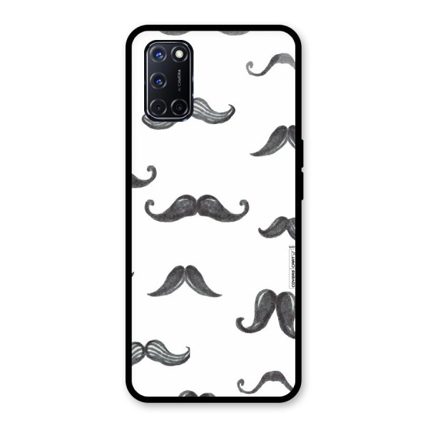 Moustache Pattern (Black) Glass Back Case for Oppo A52