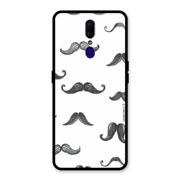 Moustache Pattern (Black) Glass Back Case for Oppo F11