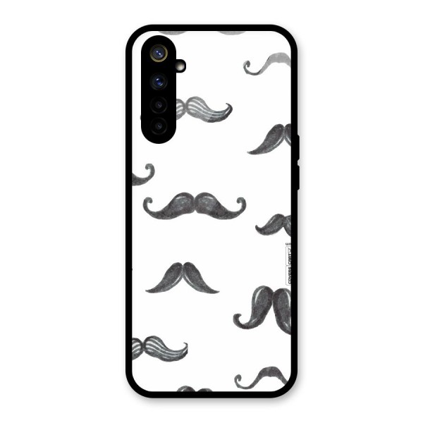 Moustache Pattern (Black) Glass Back Case for Realme 6