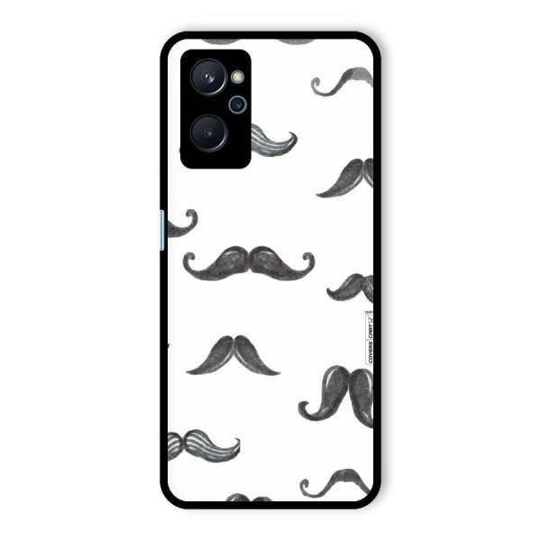 Moustache Pattern (Black) Glass Back Case for Realme 9i