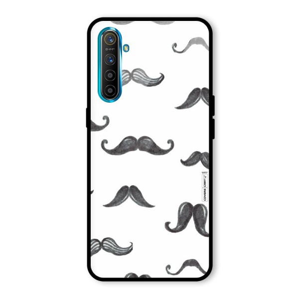 Moustache Pattern (Black) Glass Back Case for Realme XT