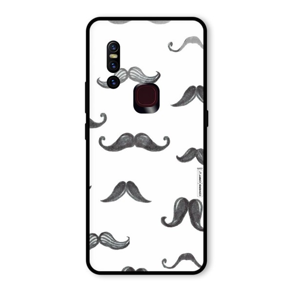 Moustache Pattern (Black) Glass Back Case for Vivo V15