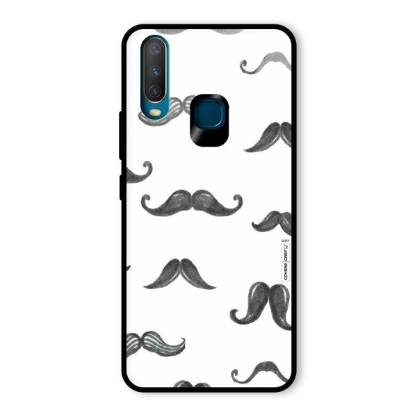 Moustache Pattern (Black) Glass Back Case for Vivo Y12