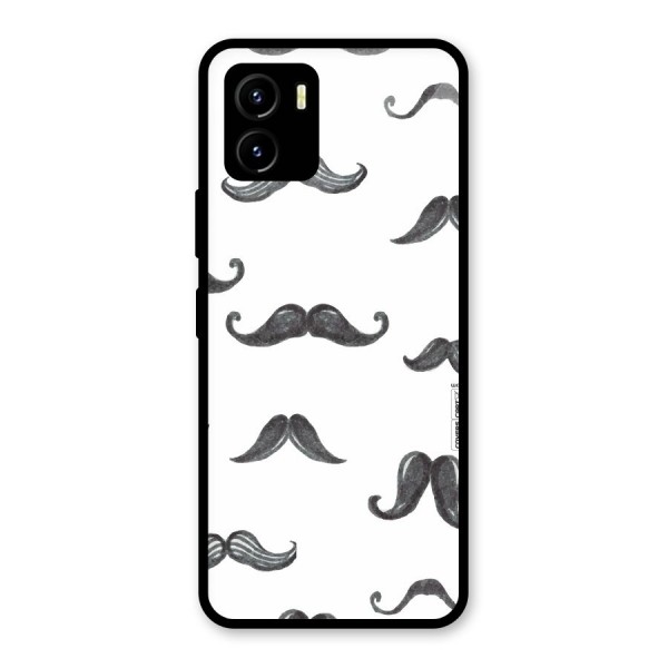 Moustache Pattern (Black) Glass Back Case for Vivo Y15s