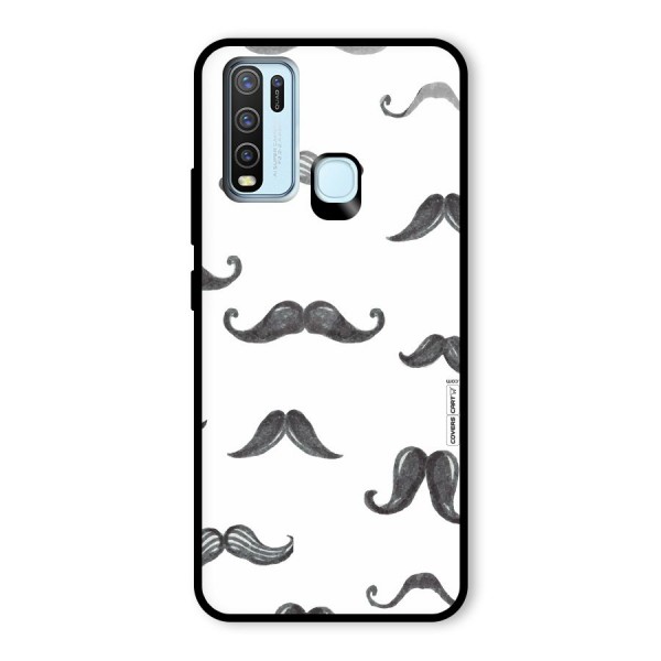 Moustache Pattern (Black) Glass Back Case for Vivo Y30