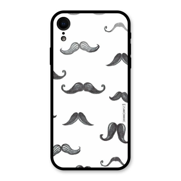 Moustache Pattern (Black) Glass Back Case for XR