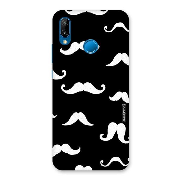 Moustache Pattern (White) Back Case for Huawei P20 Lite