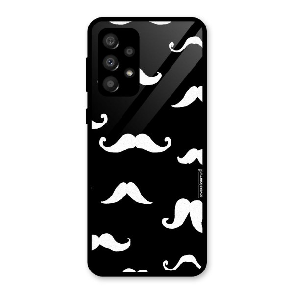 Moustache Pattern (White) Glass Back Case for Galaxy A32