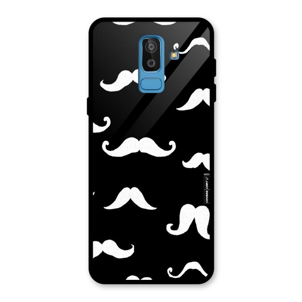 Moustache Pattern (White) Glass Back Case for Galaxy J8