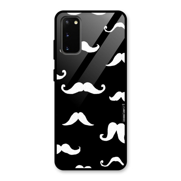 Moustache Pattern (White) Glass Back Case for Galaxy S20