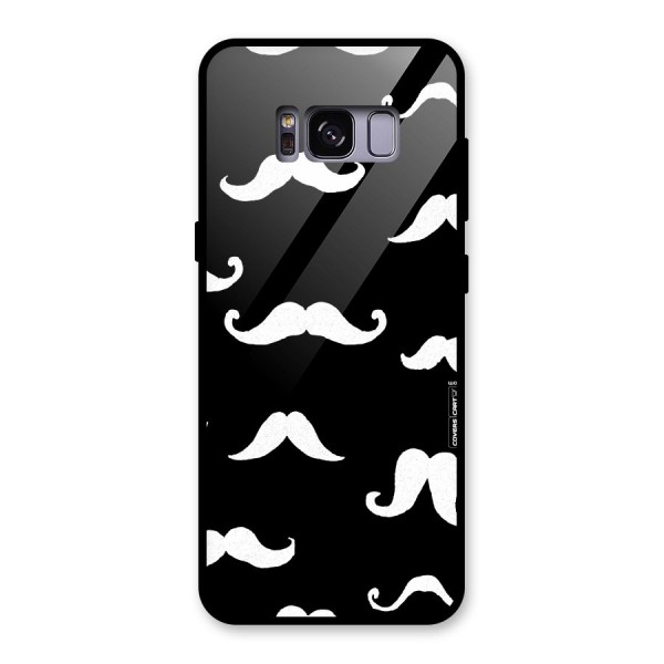 Moustache Pattern (White) Glass Back Case for Galaxy S8