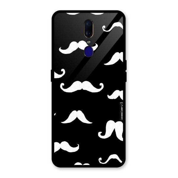 Moustache Pattern (White) Glass Back Case for Oppo F11