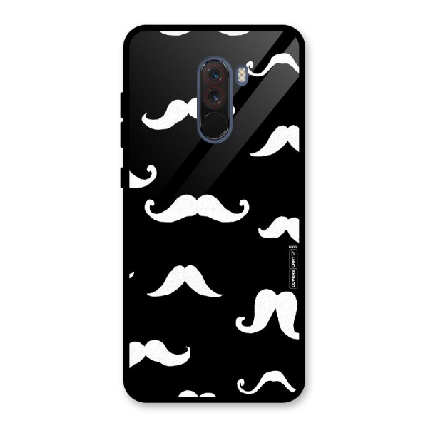 Moustache Pattern (White) Glass Back Case for Poco F1