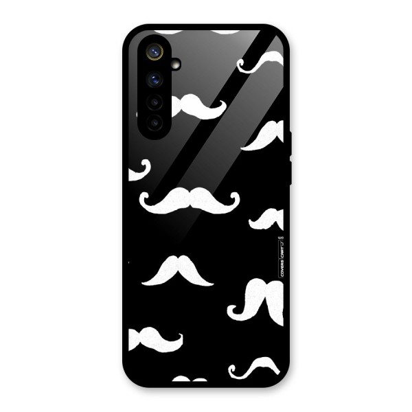 Moustache Pattern (White) Glass Back Case for Realme 6