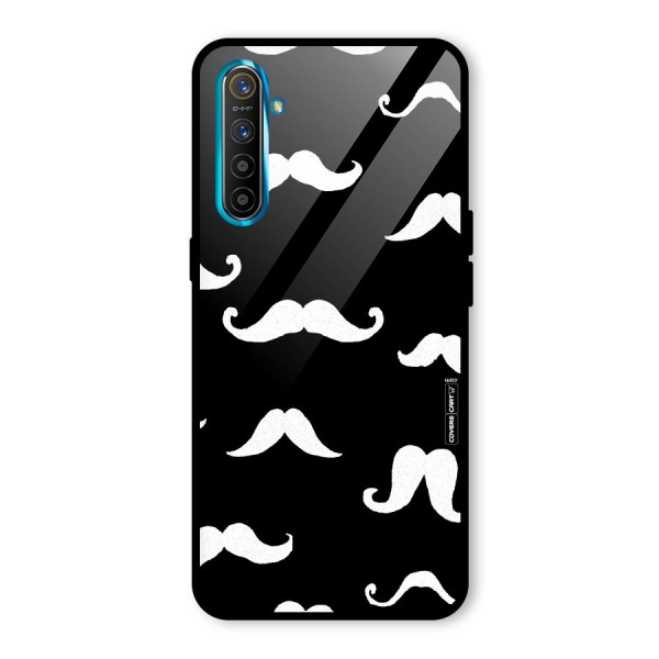 Moustache Pattern (White) Glass Back Case for Realme XT