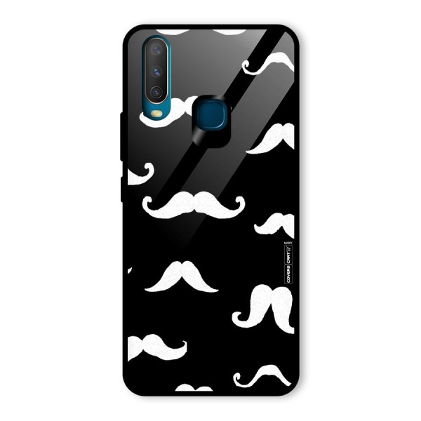 Moustache Pattern (White) Glass Back Case for Vivo Y12