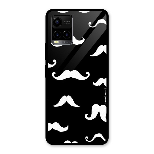 Moustache Pattern (White) Glass Back Case for Vivo Y33s